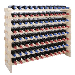 Freestanding 8-Tier Wooden Wine Rack for 96 Bottles