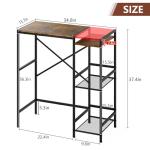 Rustic Brown Mini Fridge Stand with Storage Shelves