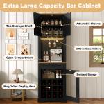 69" Wine Bar Cabinet with Adjustable Shelves and LED Light