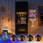 69" Wine Bar Cabinet with Adjustable Shelves and LED Light
