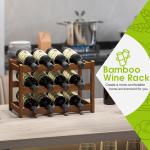 Bamboo Wine Rack - 3 Tiers for 12 Bottles