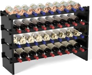 Freestanding Wooden Wine Rack - Holds 36 Bottles