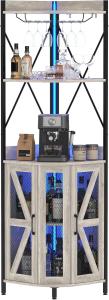 LED Corner Bar Cabinet with Wine Storage