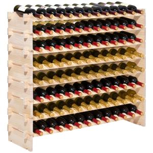 8-Tier Wooden Wine Rack for 96 Bottles