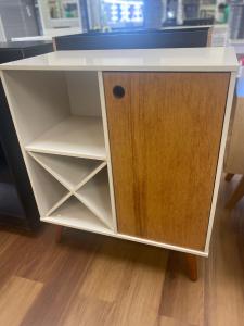 Modern White Bar Cabinet with Sliding Door and Shelves