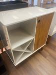 Modern White Bar Cabinet with Sliding Door and Shelves