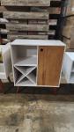 Modern White Bar Cabinet with Sliding Door and Shelves