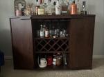 Dark Wood Bar Cabinet Wine and Liquor Rack