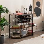 3-Tier Wine Bar Cabinet with Glass Holders
