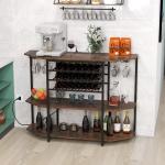 3-Tier Wine Bar Cabinet with Glass Holders