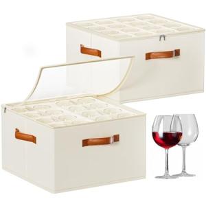 Foyego Stackable Wine Glass Storage Box, 2 Pack