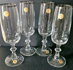 Schott Zwiesel Set of 4 Platinum Rim Champagne Flutes