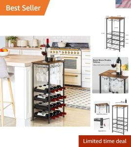 Rustic Freestanding Wine Rack with Storage