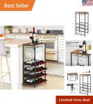 Rustic Freestanding Wine Rack with Storage