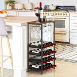 Rustic Freestanding Wine Rack with Storage