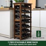 7-Tier Wooden Wine Rack for 28 Bottles