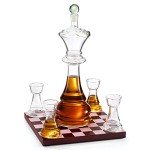 Chess-Themed Decanter Set with Shot Glasses