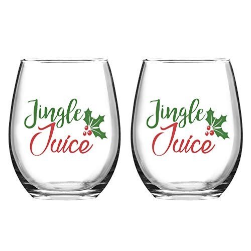 Jingle Juice Stemless Wine Glasses - Set of 2