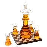 Chess-Themed Decanter Set with Shot Glasses