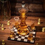 Chess-Themed Decanter Set with Shot Glasses