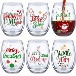 6-Piece Funny Christmas Stemless Wine Glass Set