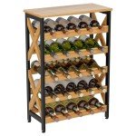 Freestanding Rustic Wine Rack for 25 Bottles