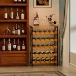 Freestanding Rustic Wine Rack for 25 Bottles