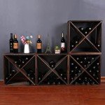 Stackable Rustic Wood Wine Rack for 48 Bottles