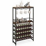 Industrial Freestanding Wine Rack for 32 Bottles