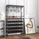 Industrial Freestanding Wine Rack for 32 Bottles