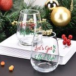 Elf-Themed Stemless Wine Glass Set for Christmas