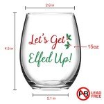 Elf-Themed Stemless Wine Glass Set for Christmas