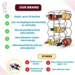 Modern Black Freestanding 14-Bottle Wine Rack