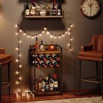 3-Tier Wine Bar Table with Bottle Holder