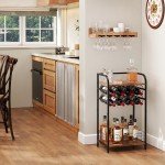 3-Tier Wine Bar Table with Bottle Holder