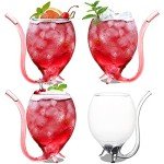 Vampire Wine Glasses Set with Built-In Straws