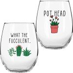 Funny Wine Glasses Set for Plant Lovers