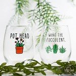 Funny Wine Glasses Set for Plant Lovers