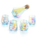 Rainbow Wine Decanter Set with Four Glasses