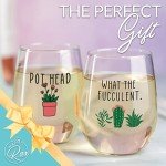 Funny Wine Glasses Set for Plant Lovers