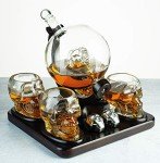 Skull Skeleton Globe Decanter Set with Shot Glasses