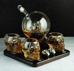 Skull Skeleton Globe Decanter Set with Shot Glasses