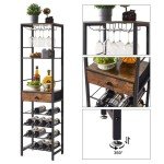 Freestanding Rustic Wine Rack and Bar Cabinet