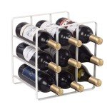 9-Bottle Metal Wine Rack for Kitchen Storage