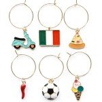 Italian-Themed Wine Glass Charms Set of 6
