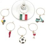 Italian-Themed Wine Glass Charms Set of 6