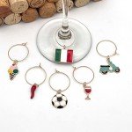 Italian-Themed Wine Glass Charms Set of 6
