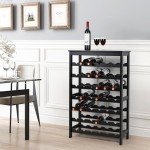 Bamboo 42-Bottle Freestanding Wine Rack Display