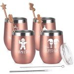Funny Rose Gold Wine Tumbler Set, 4 Pack