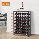 Bamboo 42-Bottle Freestanding Wine Rack Display